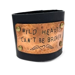 NWT Wild Hearts Can't Be Broken Wide Leather Wrap Bracelet